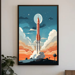 Rocket Launch Adventure: Vintage Space or Astronomy Poster