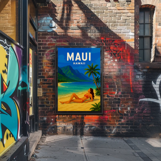 Maui Hawaii Woman Beach Relax Tropical Poster