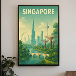 Singapore Skyline Illustration Poster
