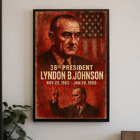 Lyndon B. Johnson Vintage Portrait Historical Poster