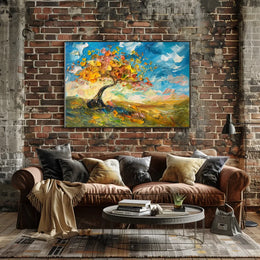 Vibrant Autumn Tree Impressionistic Art Poster Print