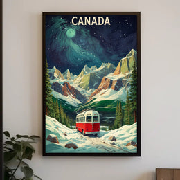 Scenic Canadian Rockies Train Travel Poster