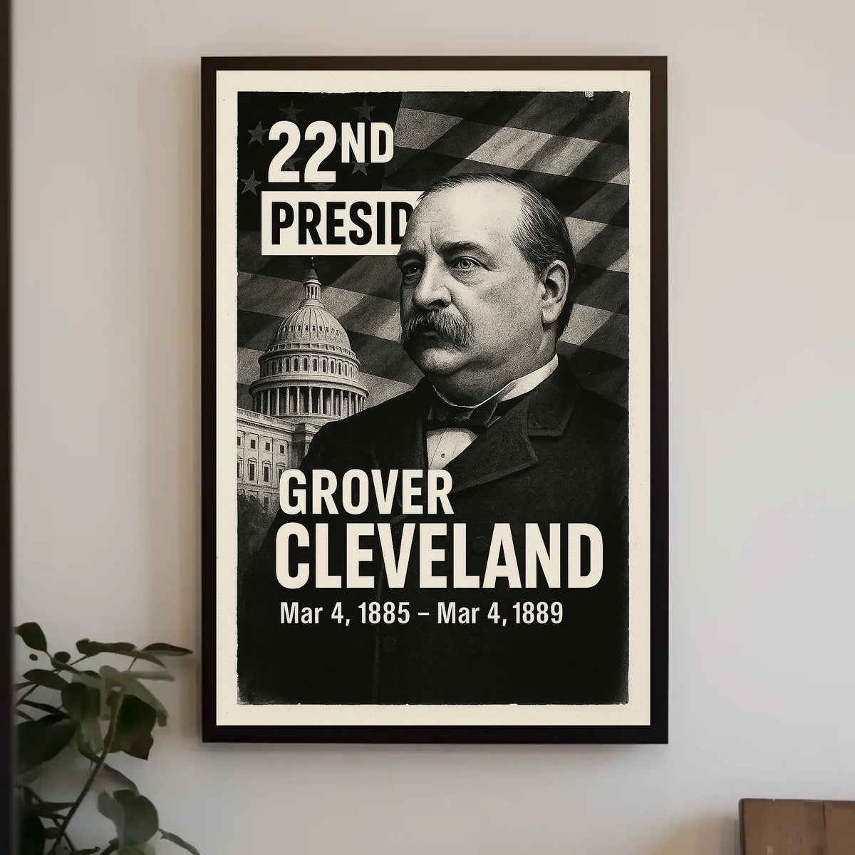 Grover Cleveland Vintage Portrait Historical Presidential Poster