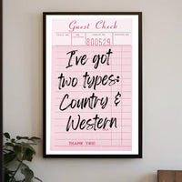 Playful Country & Western Receipt Music or Concert Poster PosterGoat