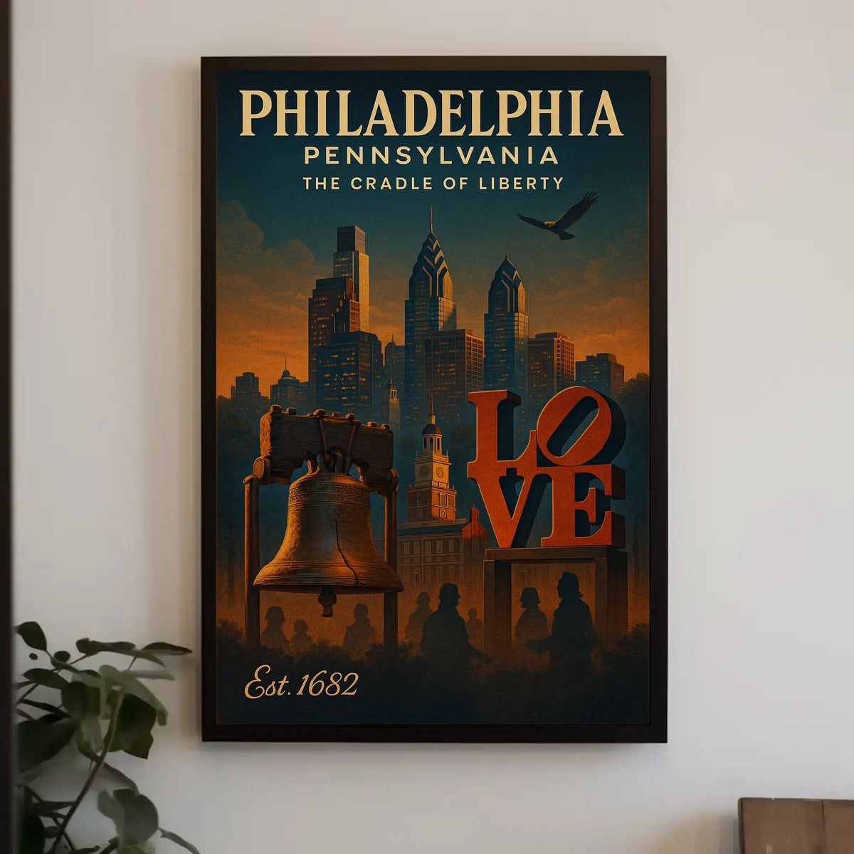 Philadelphia Liberty Vintage Art Poster: Iconic Symbols
