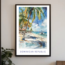 Tropical Beach Paradise in Watercolor Travel Poster PosterGoat