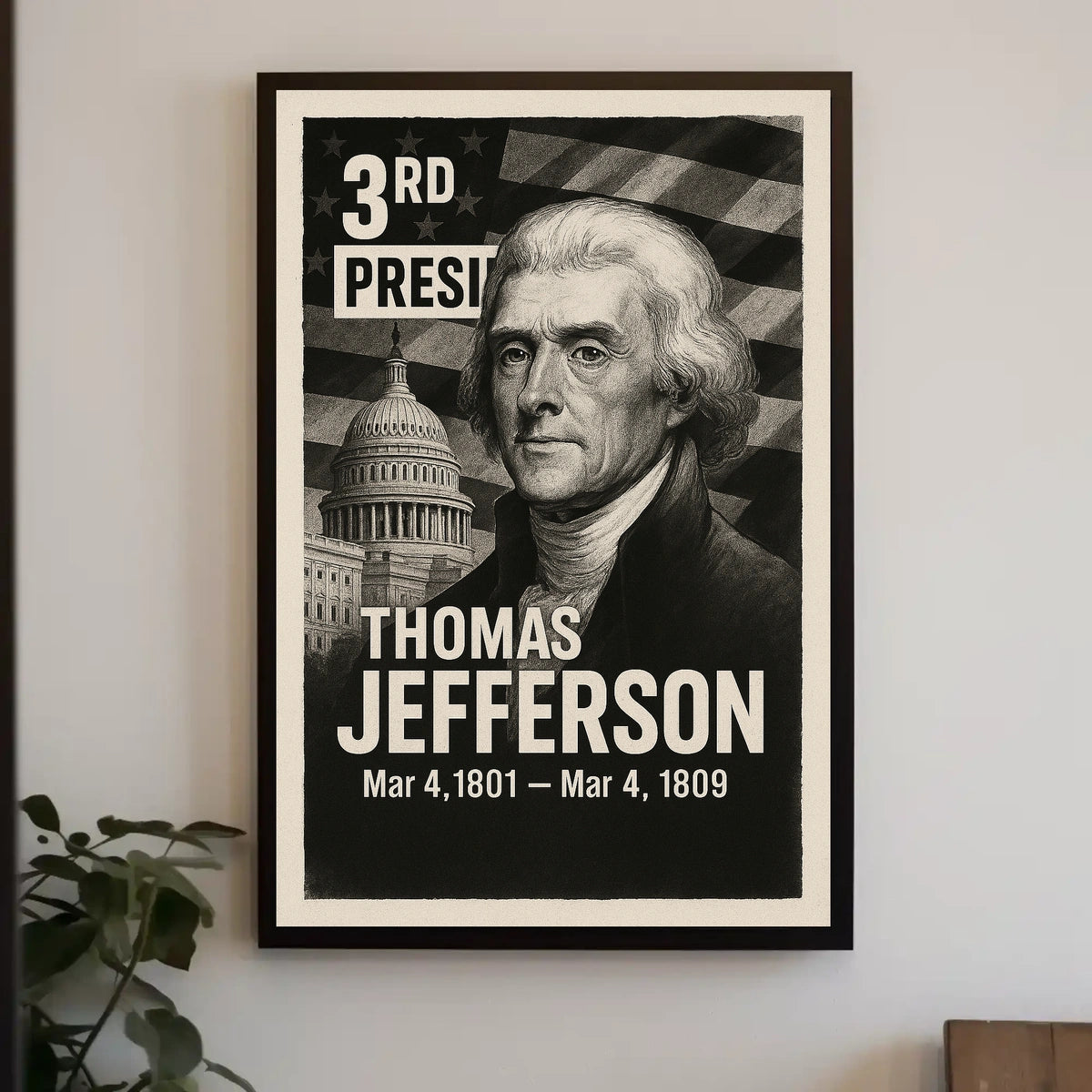 Thomas Jefferson 3rd President of the United States Digital Montaje Poster