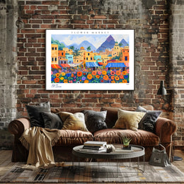 Vibrant Flower Market in El Cairo Poster PosterGoat
