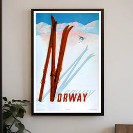 Norwegian Winter Ski Adventure Vintage Travel Poster PosterGoat