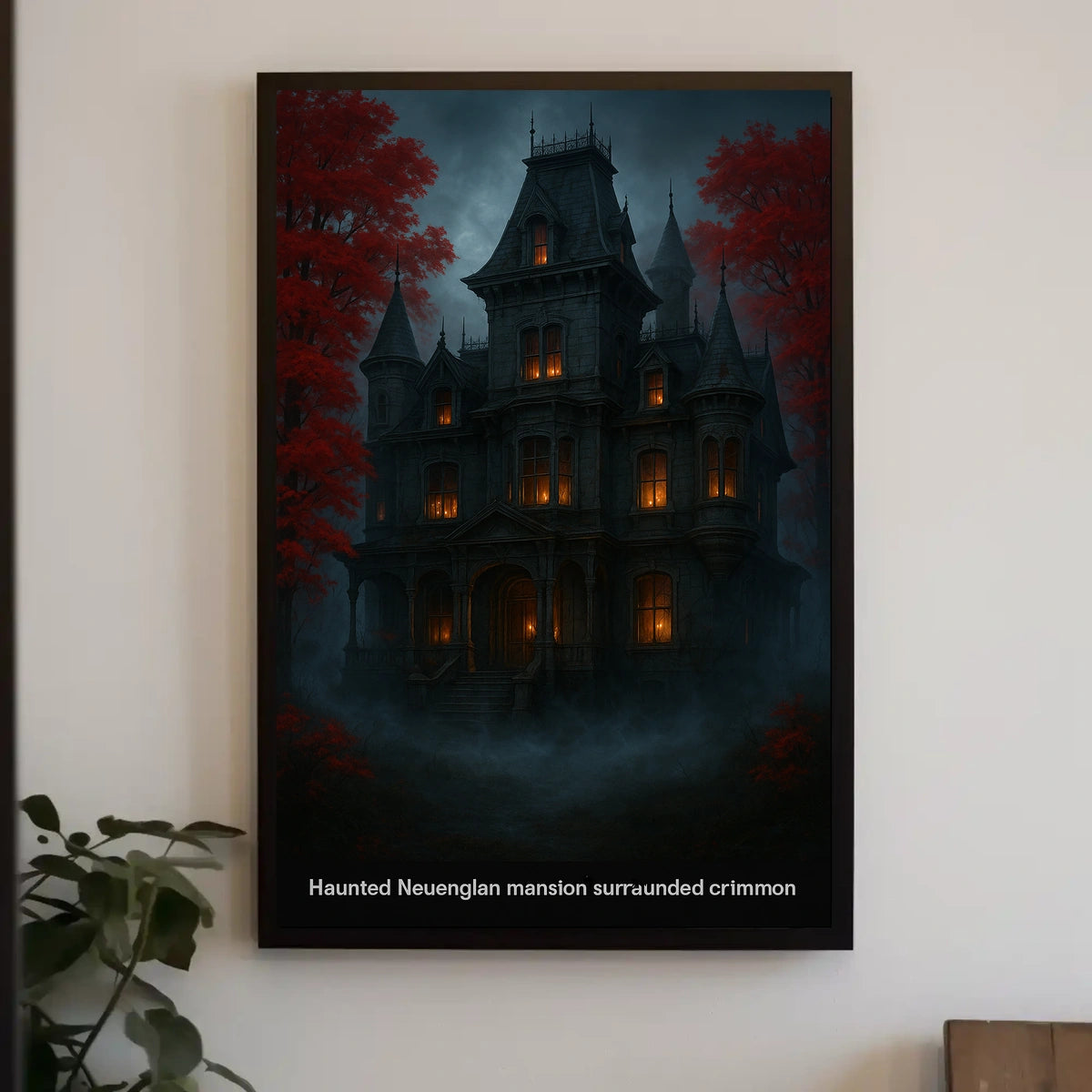 Haunted Victorian Mansion Gothic Art Photorealistic Vintage Collectors Dark Atmosphere New England Backdrop Poster