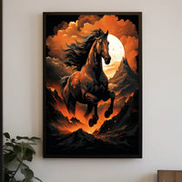 Majestic Stallion In Fiery Landscape Poster