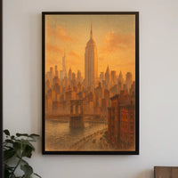 New York City Skyline At Sunset Poster