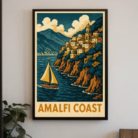 Amalfi Coast Travel Poster 18x24 Coastal Wall Art Print