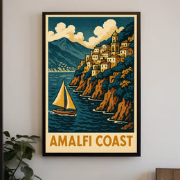 Amalfi Coast Travel Poster 18x24 Coastal Wall Art Print