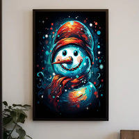 Stylized Snowman Holiday Abstract Artistic Poster
