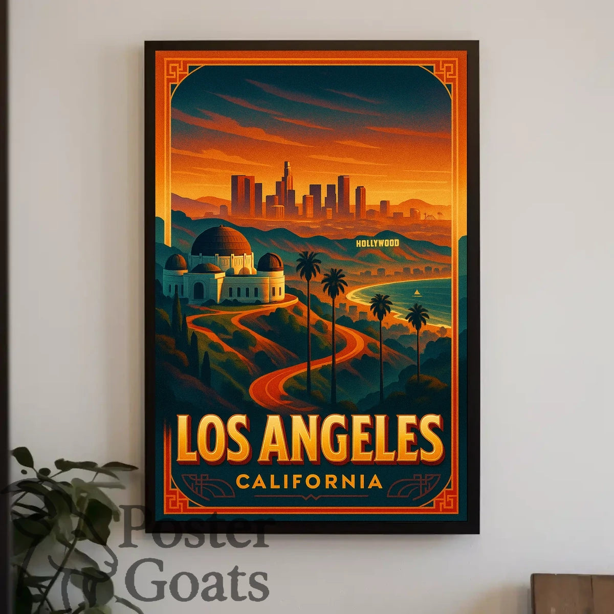 Los Angeles Sunset Vintage Travel Poster