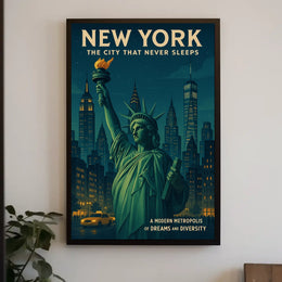 Statue of Liberty New York City Skyline Vibrant Poster