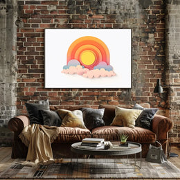 Modern Abstract Sunrise Sunset Paper Art Poster