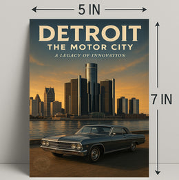 Detroit The Motor City Vintage Poster Print PosterGoat