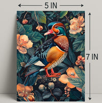 Vibrant Mandarin Duck William Morris Art Poster