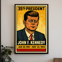 John F. Kennedy 35th President of the United States Inked Comic Style Poster