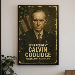 Calvin Coolidge 30th President of the United States Damaged Photograph Poster