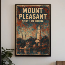 Mount Pleasant Coastal Skyline Watercolor Poster