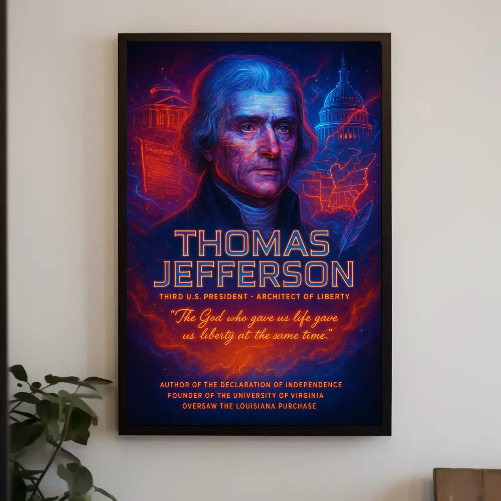 Thomas Jefferson Neon Art Historical Presidential Poster PosterGoat
