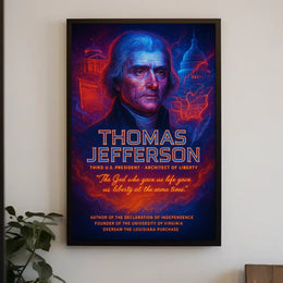 Thomas Jefferson Neon Art Historical Presidential Poster PosterGoat
