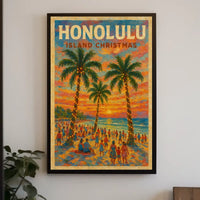 Honolulu Island Christmas Poster