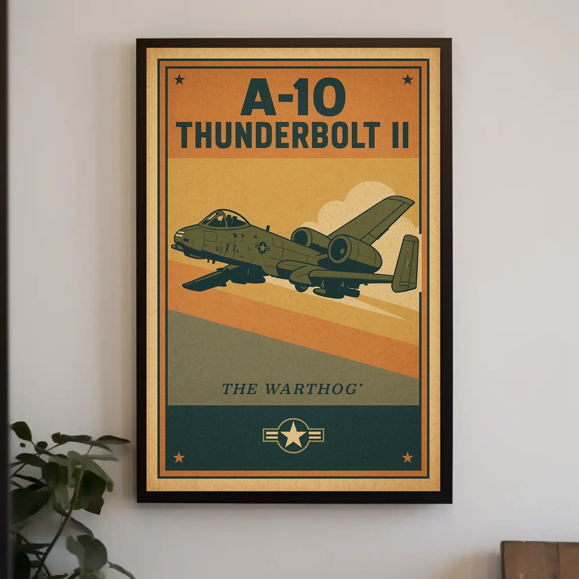 A-10 Thunderbolt II Vintage Military Aircraft Poster