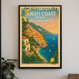 Amalfi Coast Coordinates Travel Poster