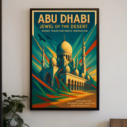 Abu Dhabi Jewel Desert Cityscape Travel Poster
