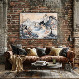 Elegant East Asian Landscape Ink Wash Poster