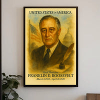 Franklin D. Roosevelt 32nd President of the United States Vintage Watercolor Poster