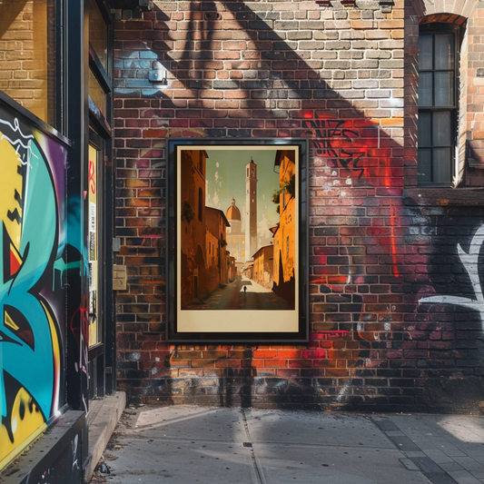 Golden Hour In Italian Cathedral Street Travel Poster