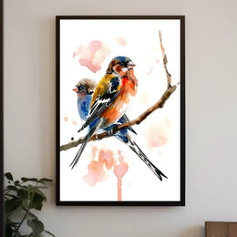 Vibrant Birds on a Branch Poster
