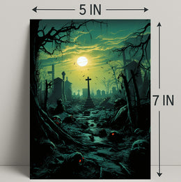 Haunted Cemetery At Dusk Poster