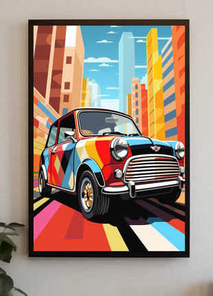 Retro City Pop Art Car Artistic Poster