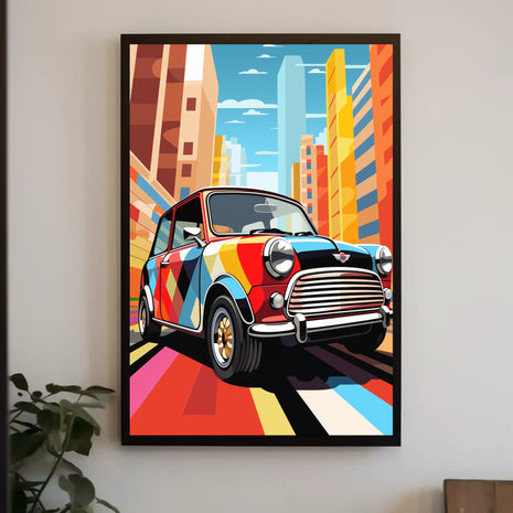 Retro City Pop Art Car Artistic Poster