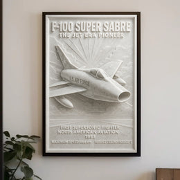 F-100 Super Sabre Vintage Military Aviation Art Poster