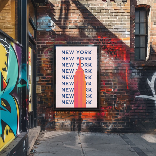 New York Empire State Poster Retro Travel Poster