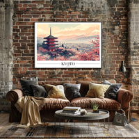 Kyoto Serenity: Cherry Blossoms and Pagoda Cultural Poster