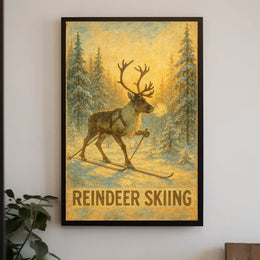 Reindeer Skiing Adventure Poster