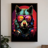 Futuristic Wolf in Sunglasses Futuristic Sci-Fi Poster