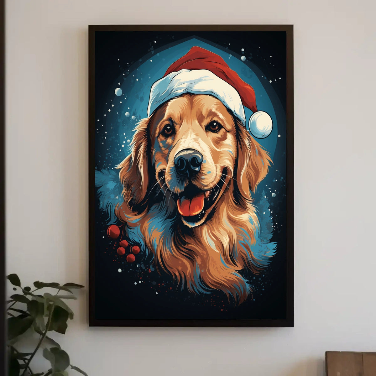 Golden Retriever Christmas Poster: Festive Holiday Decor