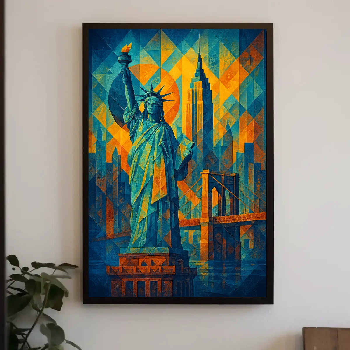 New York City Landmarks Poster Abstract Skyline Wall Art