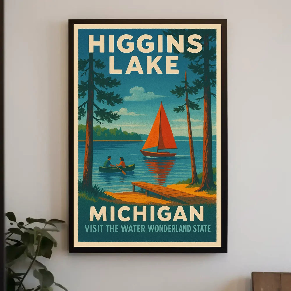 Higgins Lake Vintage Travel Poster PosterGoat