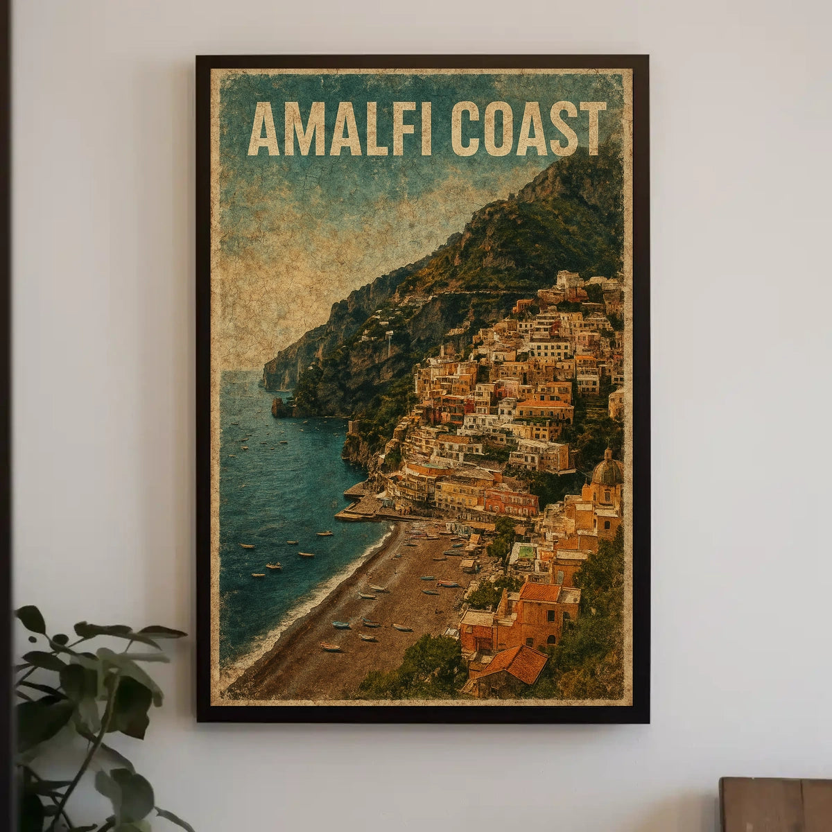 Amalfi Coast Poster Wall Art Seascape Decor for Travel