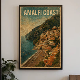 Amalfi Coast Poster Wall Art Seascape Decor for Travel